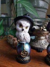 Load image into Gallery viewer, Owl With Witches Hat On Celtic Ball
