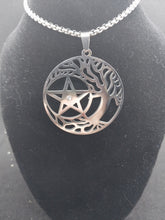 Load image into Gallery viewer, Stainless Steel Pentagram Tree of Life Pendant Necklace

