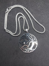 Load image into Gallery viewer, Stainless Steel Pentagram Tree of Life Pendant Necklace
