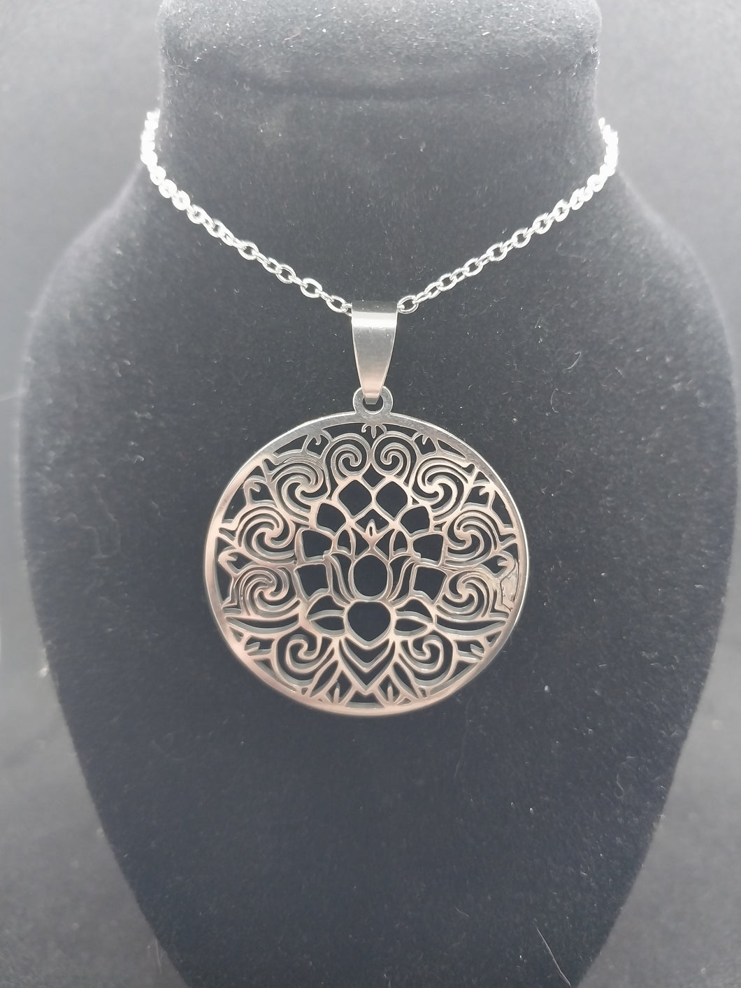 Stainless Steel Lotus Flower Of Life Pendant Necklace