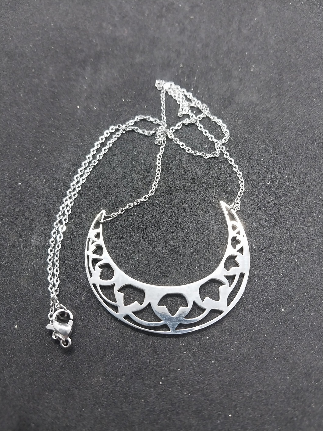 Stainless Steel Moon Flower Choker Necklace