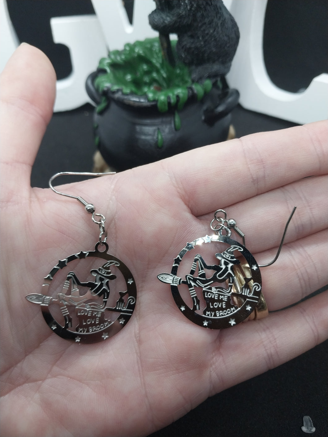 Stainless Steel Witch Earrings