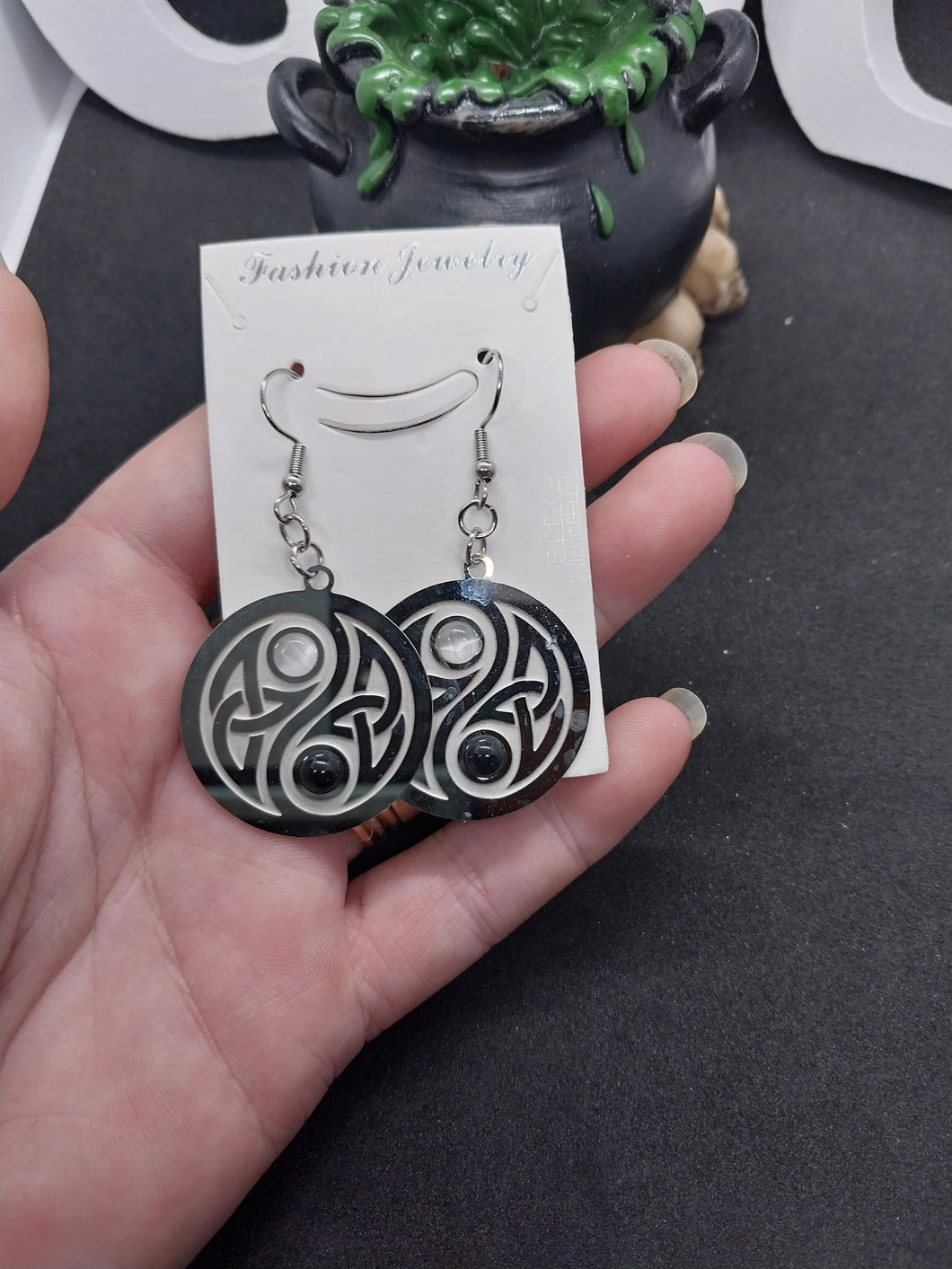 Stainless Steel Yin Yang Celtic Knot Earrings