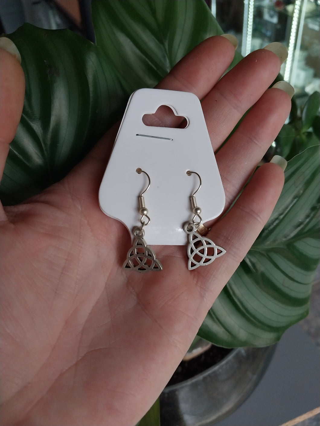 Small Silver Coloured Triquetra Earrings
