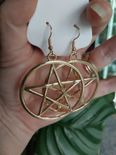 Load image into Gallery viewer, Large Gold and Silver Coloured Pentagram Earrings
