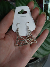 Load image into Gallery viewer, Large Silver Coloured Triquetra Earrings
