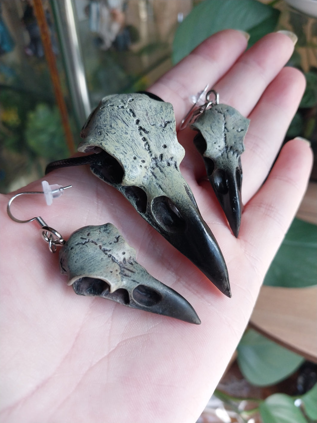 Crow Skull Necklace and Earring sets