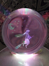 Load image into Gallery viewer, Flying Witch on Broomstick Glass Crystal Ball with stand
