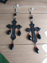 Load image into Gallery viewer, Gothic Black Cross Earrings
