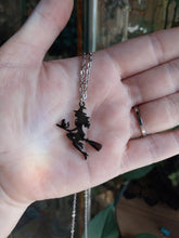 Load image into Gallery viewer, Witch on Broom Pendant Necklace
