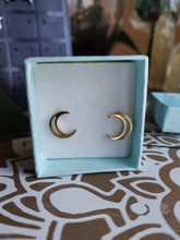 Load image into Gallery viewer, Stainless Steel Hollow Moon Stud Earrings
