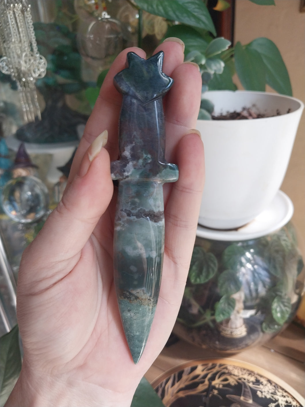 Moss Agate Athame