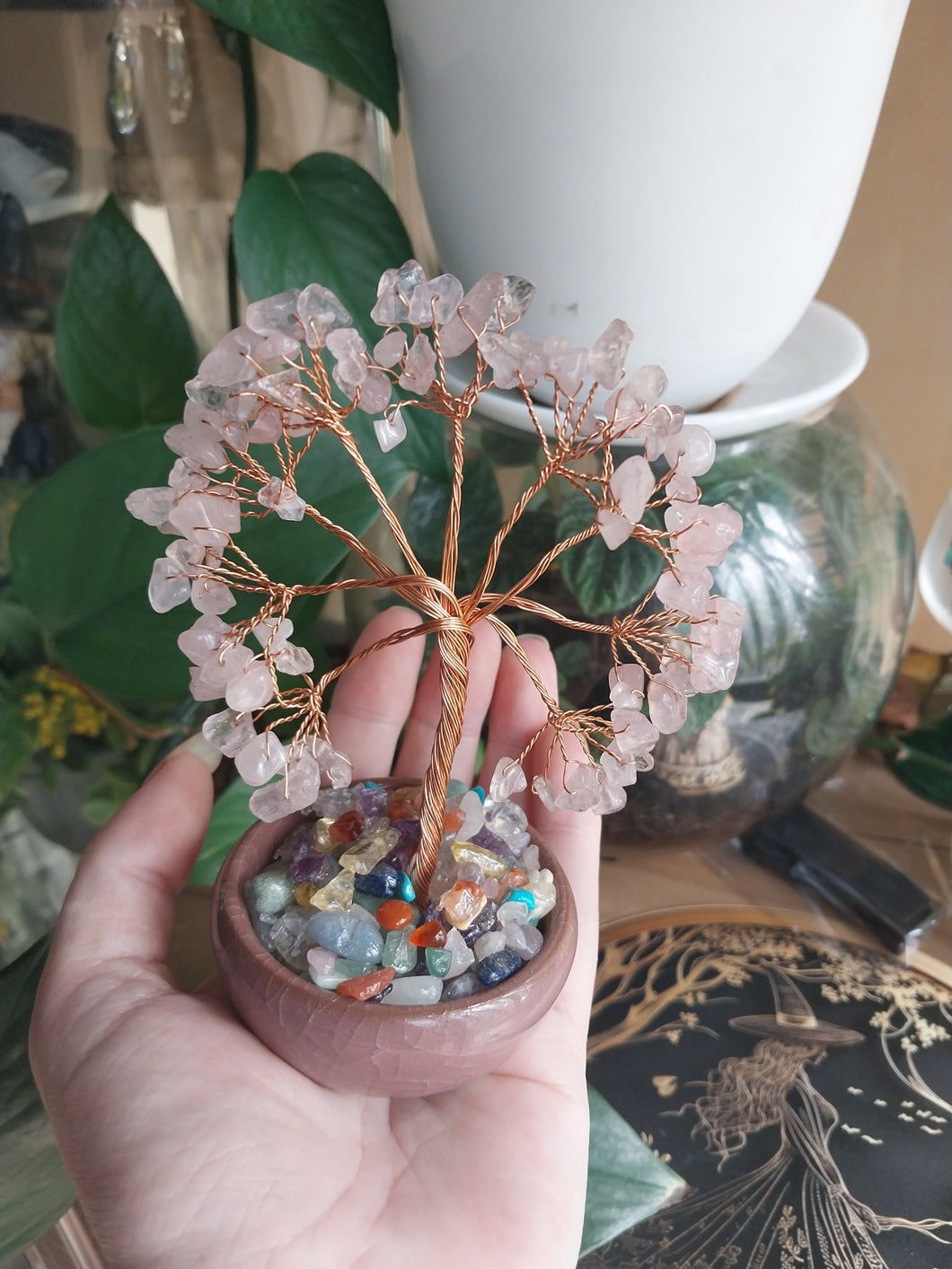 Rose Quartz Crystal Tree In Pot