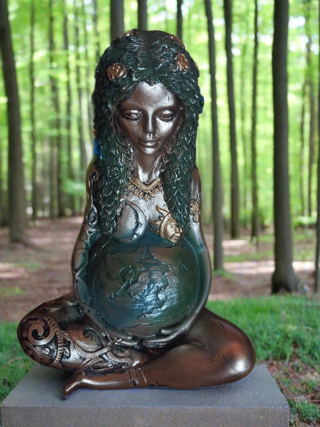 Colored Sitting Gaia Goddess Statue