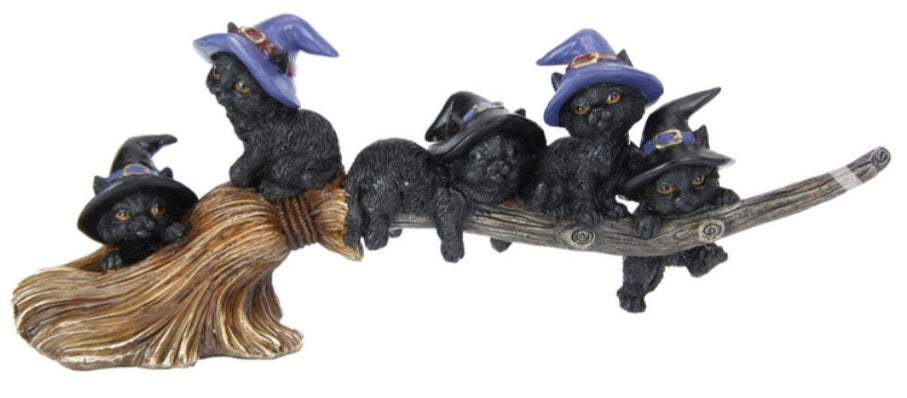 27cm Black Cats On Witches Broom