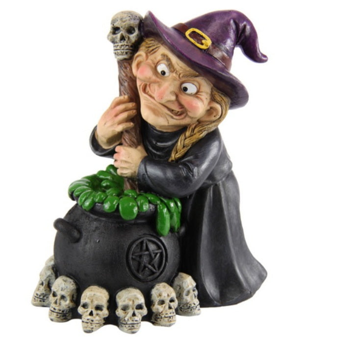 13cm Witch with Brewing Cauldron