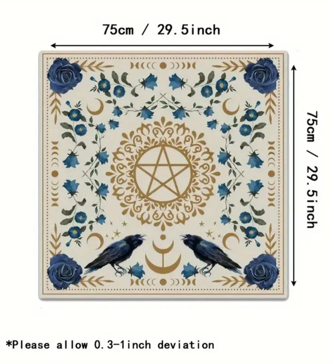 Pentagram and Crow Altar/Tarot Cloth