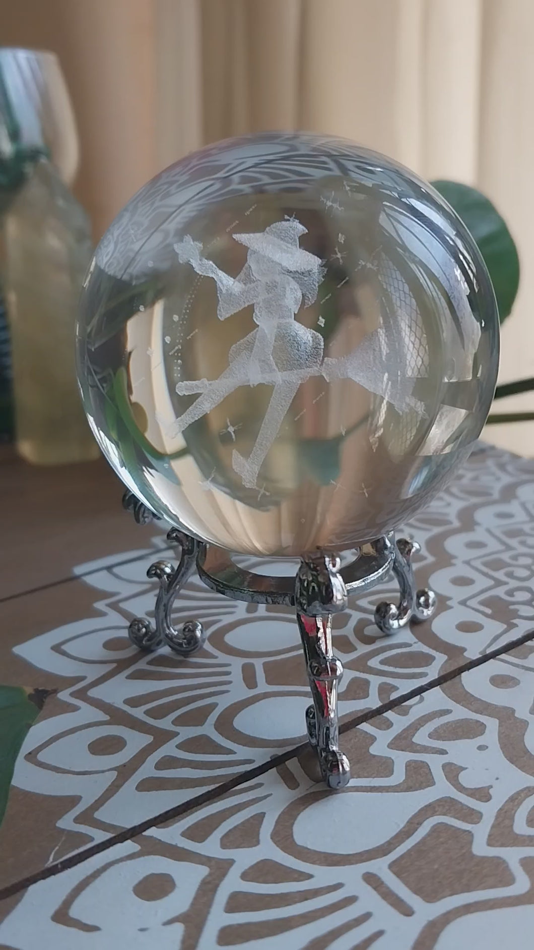 Flying Witch Glass Crystal Ball