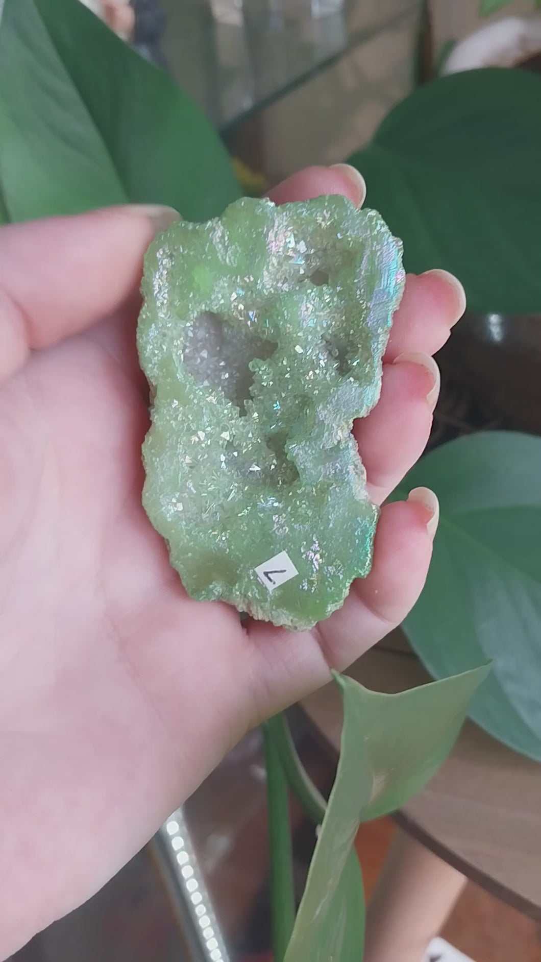Green Titanium Agate Geode 7