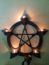 Load image into Gallery viewer, Hanging Pentagram Tea Light and Incense Holder
