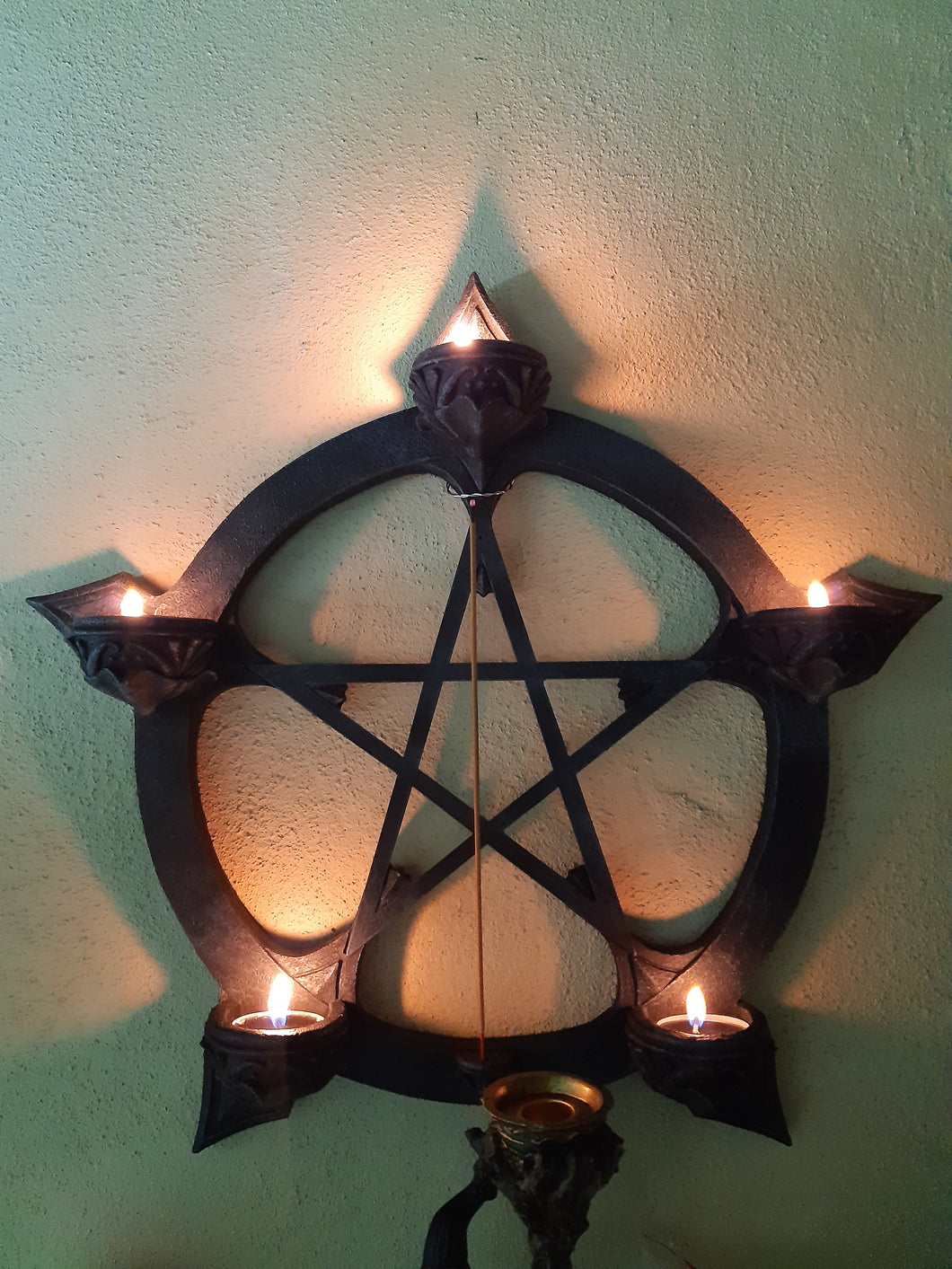 Hanging Pentagram Tea Light and Incense Holder