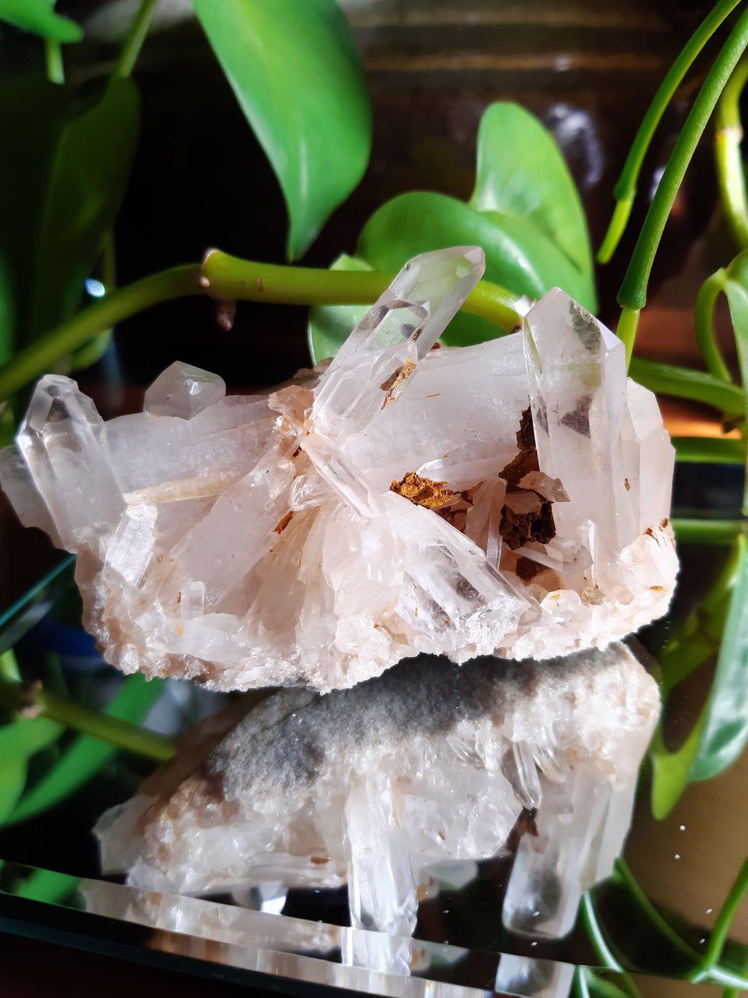 White, Pink And Clear Vug Quartz Clusters